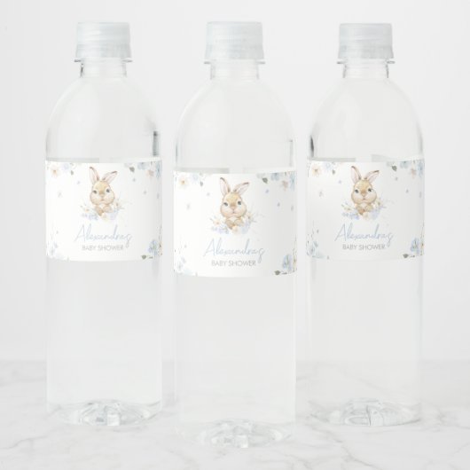 Blue Rabbit Somebunny Baby shower Waterfles Etiket (Flessen)