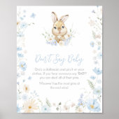 Blue Rabbit Somebunny Baby shower Zeg geen Baby Poster (Voorkant)