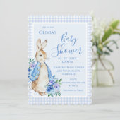 Blue Rabbit Waterverf Baby shower Kaart (Staand voorkant)