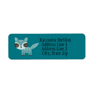Blue Raccoon Aangepaste retour adreslabels Etiket