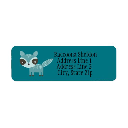 Blue Raccoon Aangepaste retour adreslabels Etiket (Voorkant)