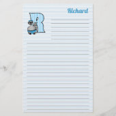 Blue Raccoon Mongram Letter R met daarin de naam v Briefpapier (Voorkant)
