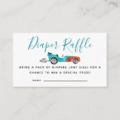 Blue Race Auto Baby shower Luier Raffle Ticket Informatiekaartje (Voorkant)