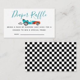 Blue Race Auto Baby shower Luier Raffle Ticket Informatiekaartje