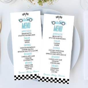 Blue Race Auto Baby shower Voedsel Menu