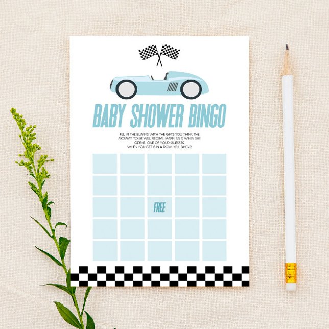 Blue Race Auto Bingo Baby shower Spel (Creator heeft geüpload)