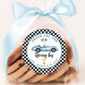 Blue race auto Boy Verjaardag Bedankt voor het rac Ronde Sticker