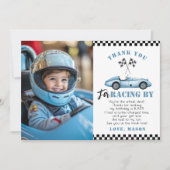 Blue Race Auto Foto Verjaardag Dank u kaart (Voorkant)