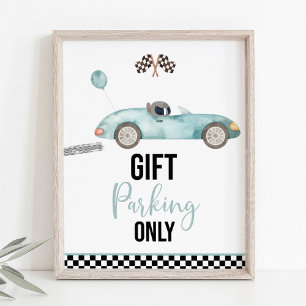Blue Race Auto Gifts Verjaardagsfeestje Teken Poster