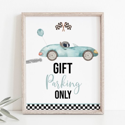 Blue Race Auto Gifts Verjaardagsfeestje Teken Poster