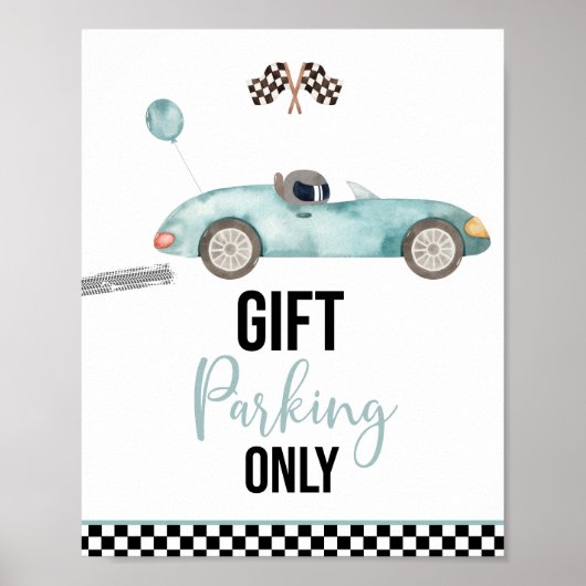 Blue Race Auto Gifts Verjaardagsfeestje Teken Poster (Voorkant)