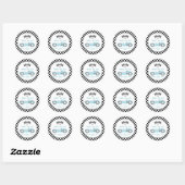 Blue Race Auto Klaar Set Go Baby shower Party Favo Ronde Sticker (Vel)