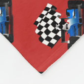Blue Race-auto met gecheckte vlag Fleece Deken (Hoek)