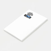 Blue Race-auto met gecheckte vlag Post-it® Notes (Schuin)