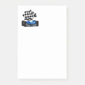 Blue Race-auto met gecheckte vlag Post-it® Notes (Voorkant)