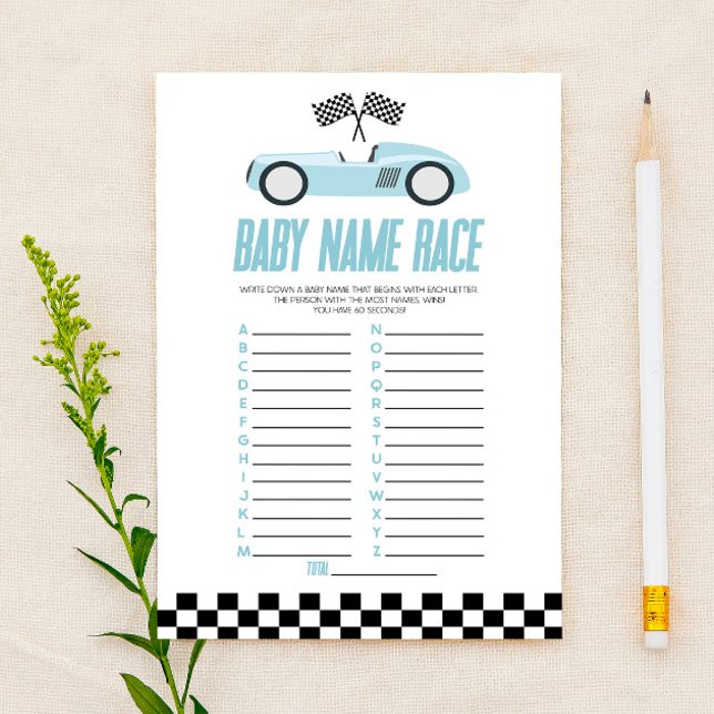 Blue Race Auto Naam Race Baby shower spel (Creator heeft geüpload)