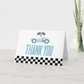 Blue Race Auto Racecar Baby shower Bedankkaart (Voorkant)