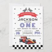 Blue Race Auto-thema Elke leeftijd verjaardagsfees Kaart (Voorkant)