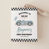  Blue Race Auto Twee Snelle Verjaardag Welkom Poster