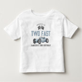 Blue Race Auto Twee Snelle Verjaardagsjongen Shirt (Voorkant)