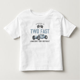 Blue Race Auto Twee Snelle Verjaardagsjongen Shirt