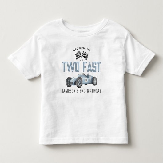 Blue Race Auto Twee Snelle Verjaardagsjongen Shirt (Voorkant)