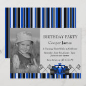 Blue Race Auto Verjaardag Uitnodigen Kaart (Voorkant / Achterkant)