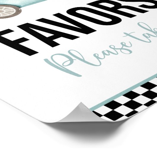 Blue Race Auto Verjaardagsfeest Voorkeur Teken Poster (Hoek)