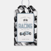 Blue Race auto verjaardagsfeestje cadeau Label Cadeaulabel (Voorkant)