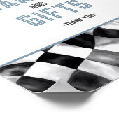 Blue Race Auto Verjaardagsfeestje Kaarten en cadea Poster (Hoek)