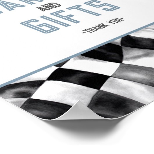 Blue Race Auto Verjaardagsfeestje Kaarten en cadea Poster (Hoek)