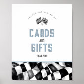 Blue Race Auto Verjaardagsfeestje Kaarten en cadea Poster (Voorkant)