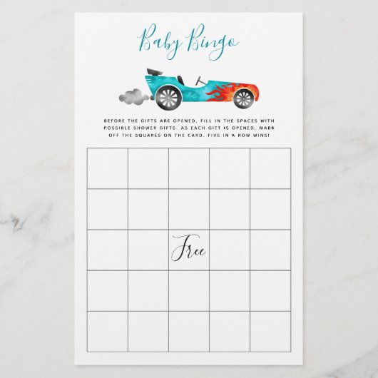 Blue Race Baby shower Bingo Game (Voorkant)
