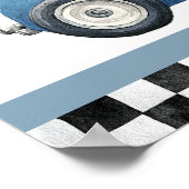 Blue Race Car 1st Birthday Welcome Sign Poster (Hoek)