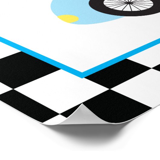 Blue Race Car 2e Birthday Milestone Poster (Hoek)