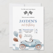 Blue Race Car 2e Racing Twee snelle verjaardag Kaart (Voorkant)