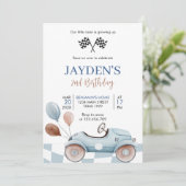 Blue Race Car 2e Racing Twee snelle verjaardag Kaart (Staand voorkant)