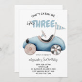 Blue Race Car 3e verjaardag Kaart (Voorkant / Achterkant)