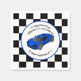 Blue Race Car | Aangepaste geboortedag Servet