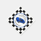 Blue Race Car | Aangepaste geboortedag Servet (Hoek)