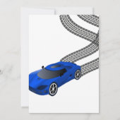 Blue Race Car | Aangepaste uitnodiging voor kinder (Achterkant)