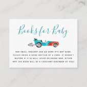 Blue Race Car Baby shower Boekaanvraag Informatiekaartje (Voorkant)