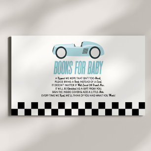 Blue Race Car Baby shower Boeken voor Baby Informatiekaartje