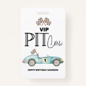 Blue Race car Birthday, any age, VIP PIT CREW Badge (Voorkant)