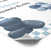 Blue Race Car Birthday Party Milestone Sign Poster (Hoek)