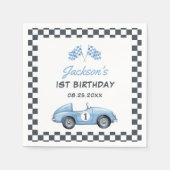 Blue Race Car Boy 1e verjaardag Servet (Voorkant)