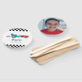 Blue Race Car Boy Birthday Party Foto Handwaaier (Niet-gemonteerd)