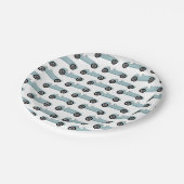 Blue Race Car Boy Racing Birthday Party Papieren Bordje (Gekanteld)