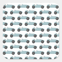 Blue Race Car Boy Racing Birthday Party Vierkante Sticker