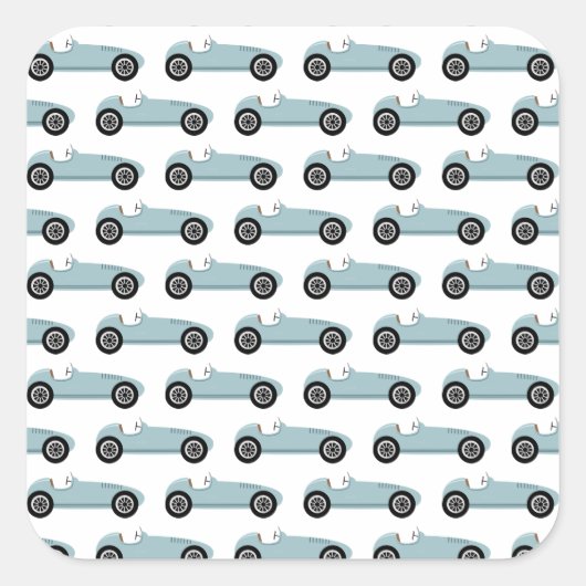 Blue Race Car Boy Racing Birthday Party Vierkante Sticker (Voorkant)
